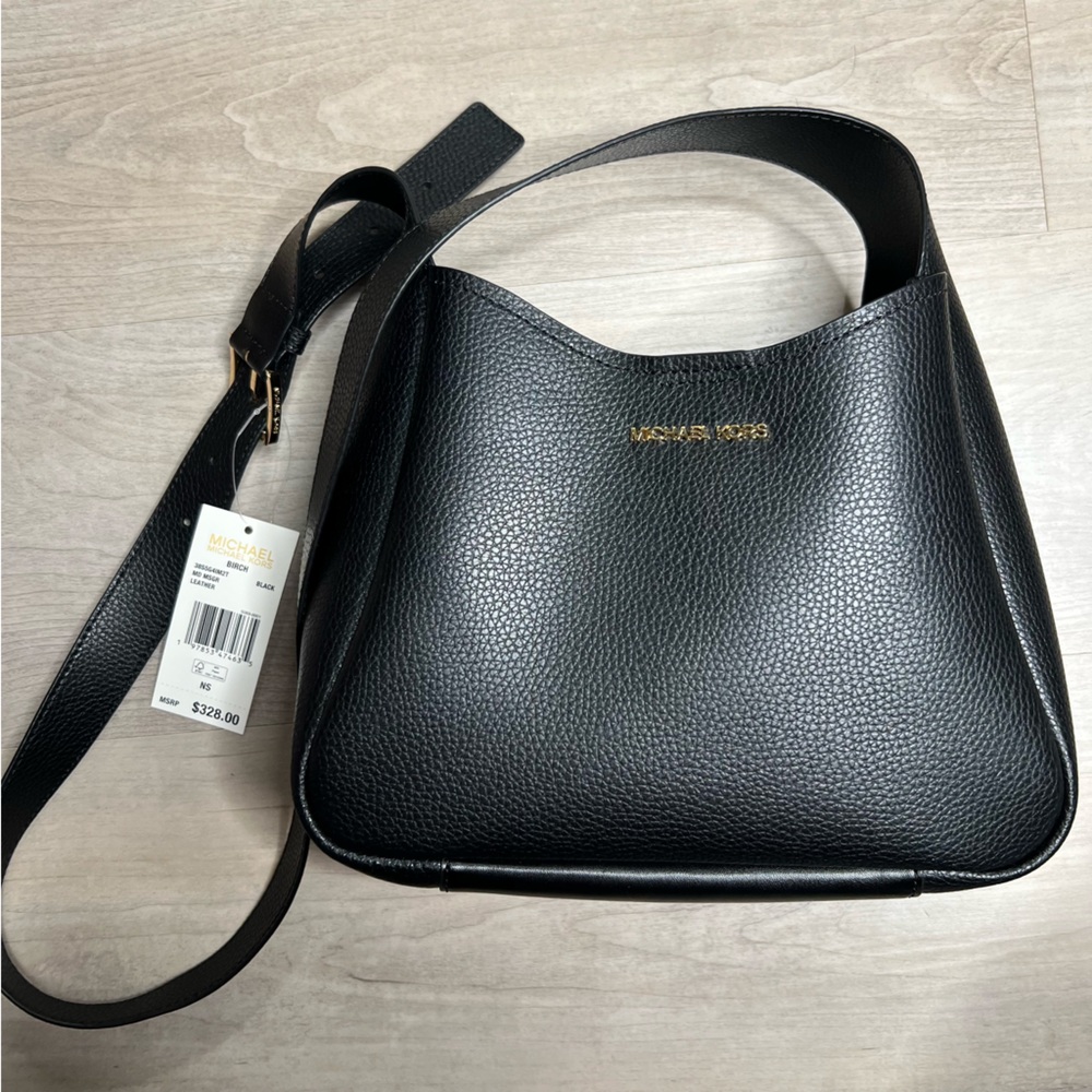 NWT Michael Kors Birch Leather Crossbody Bag in Black - Picture 6 of 6